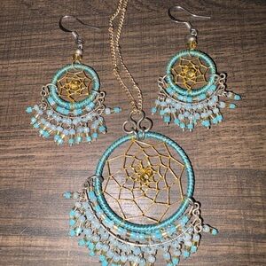 Navajo Indian Dreamcatcher Earrings and Necklace Set